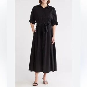 Max Studio Button Down Roll up Sleeve maxi dress